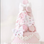 Mona-バタフライ-ヘアスライド(リボンカバー)Rose buds-Crystal