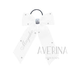 STELLA-ロング:L ホワイト-ヘアタイ(中)-お名前刺繍クリスタル