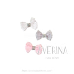 SOPHIA-XS Ribbon Hair Slide Pink/White/Grey