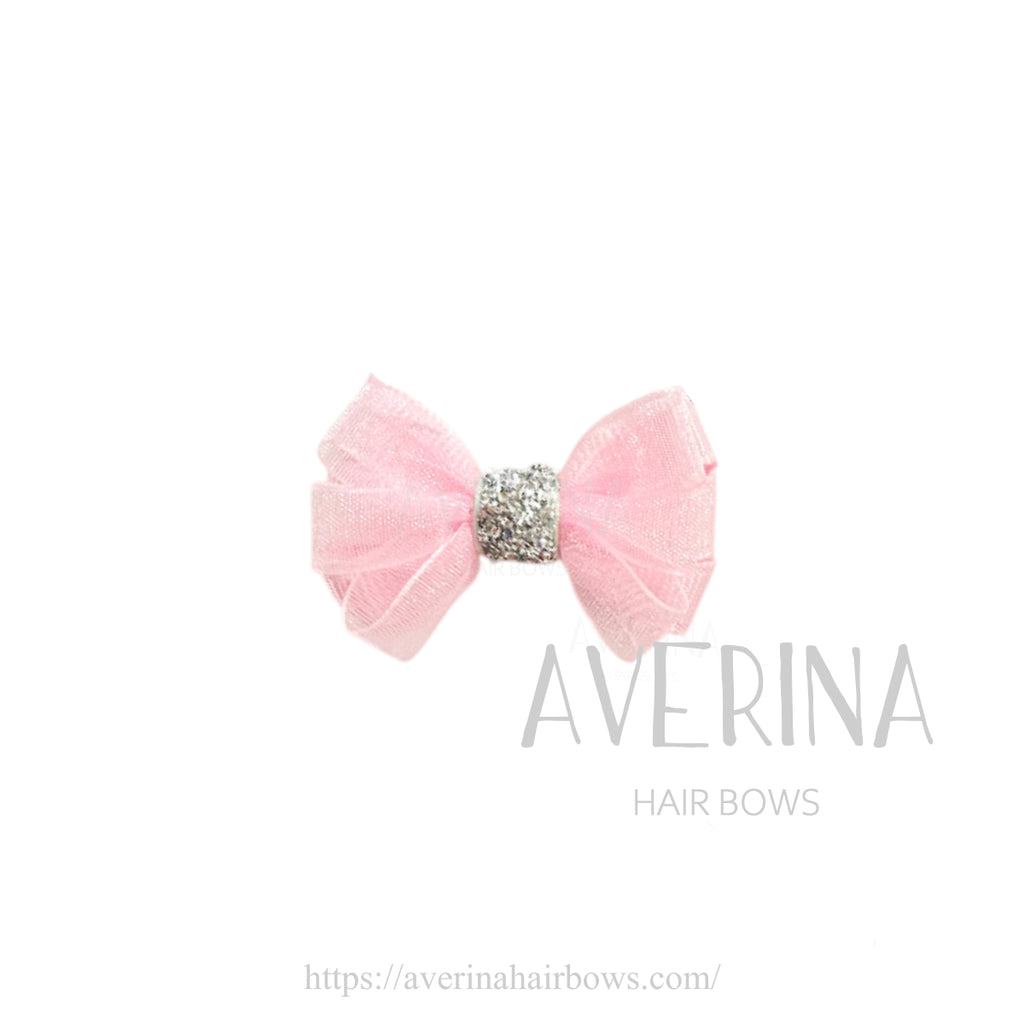 SOPHIA ルーピー XSサイズ〈リボンカバーヘアスライド〉ブラッシュピンク｜小さなプリンセスのためのヘアボウ