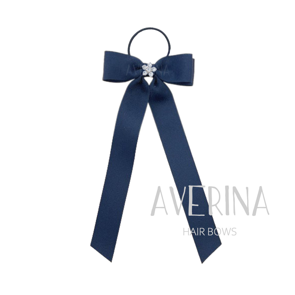 DAILIN-トワイニー:M ネイビー-ヘアタイ(中)フラワークリスタル