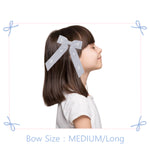 Rhea-ロング:M ヴァニラホワイト ヘアスライド(リボンカバー) リボン&スワロ