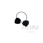 Harriet ロンディ for women〈ヘアタイ〉フランス製キラキラベルベット フラワークリスタル ブラック｜ころんとキャンディフォルム