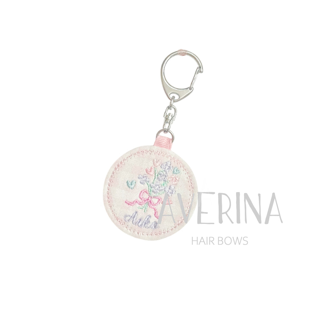 Flower-Pink/Lavender key-chain/round key-holder