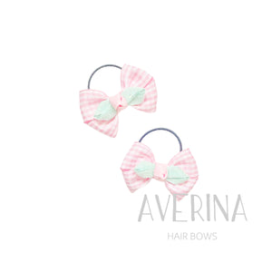 Elena-M Pink Gingham Rose【Pair】Hair Ties