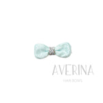 CLARICE ロンディ〈リボンカバーヘアスライド〉ミントブルーサテン × キラキラチュール｜ころんとキャンディフォルム