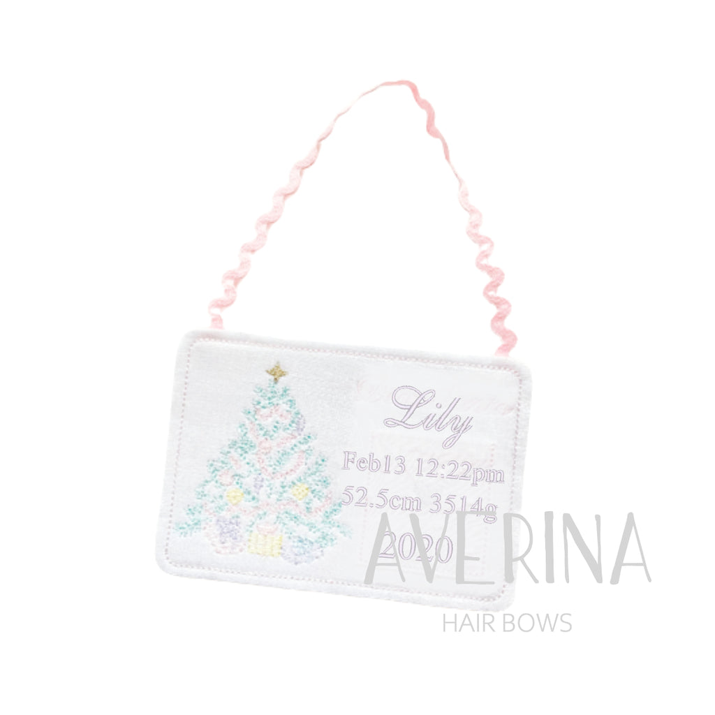 Birth Stats-Christmas Tree Ornament-Pink