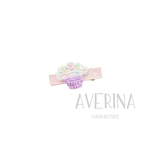 LALA-Blush Pink-Ribbon Hair Slide-Purple Cupcake