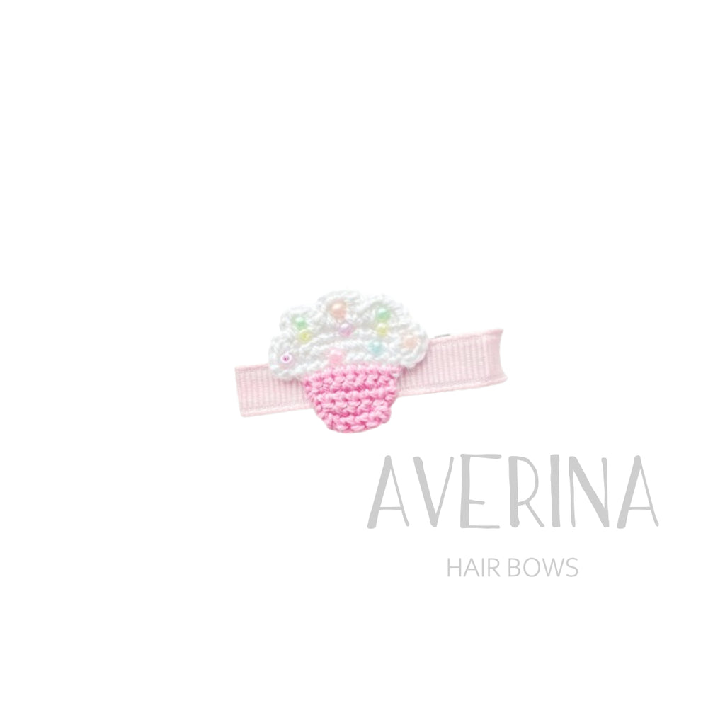 LALA-Blush Pink-Ribbon Hair Slide-Pink Cupcake