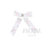 Rhea-ロング:M ヴァニラホワイト ヘアスライド(リボンカバー) リボン&スワロ