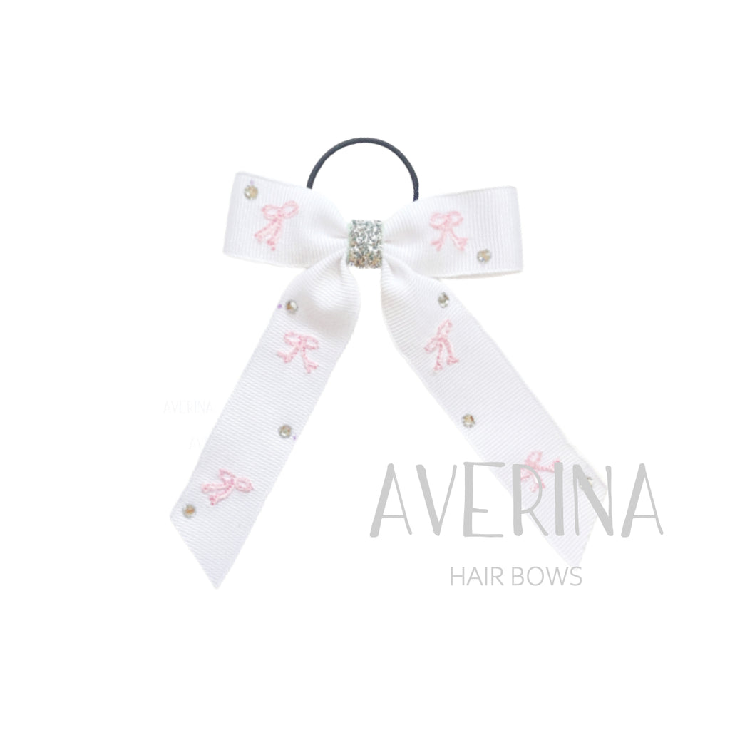 Rhea-ロング:M ヴァニラホワイト ヘアタイ(細) リボン&スワロ