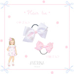 LOLA クラシック Mサイズ〈ヘアタイ〉ネイビー｜イニシャルとクリスタルの上品ヘアボウ