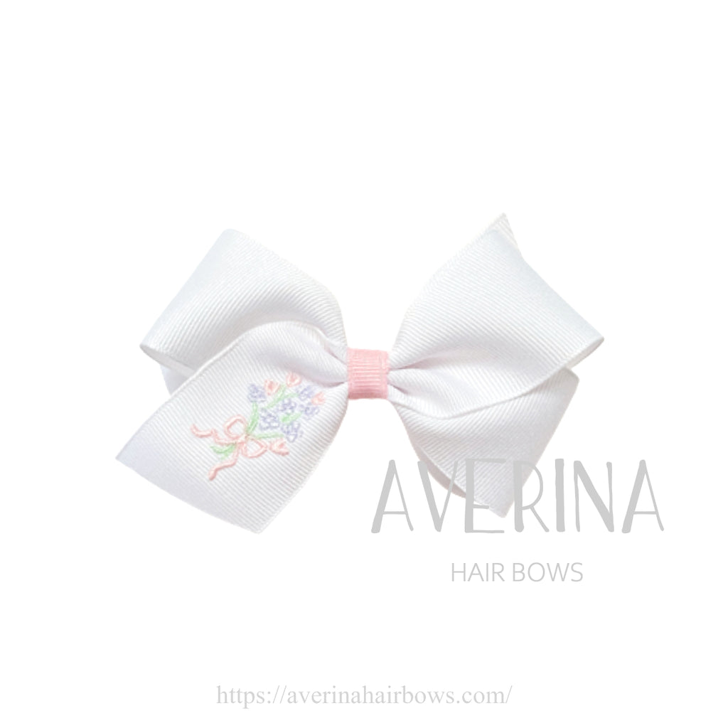 Beatrice-フラット:L ヴァニラホワイト ヘアスライド(リボンカバー) フラワーブーケ