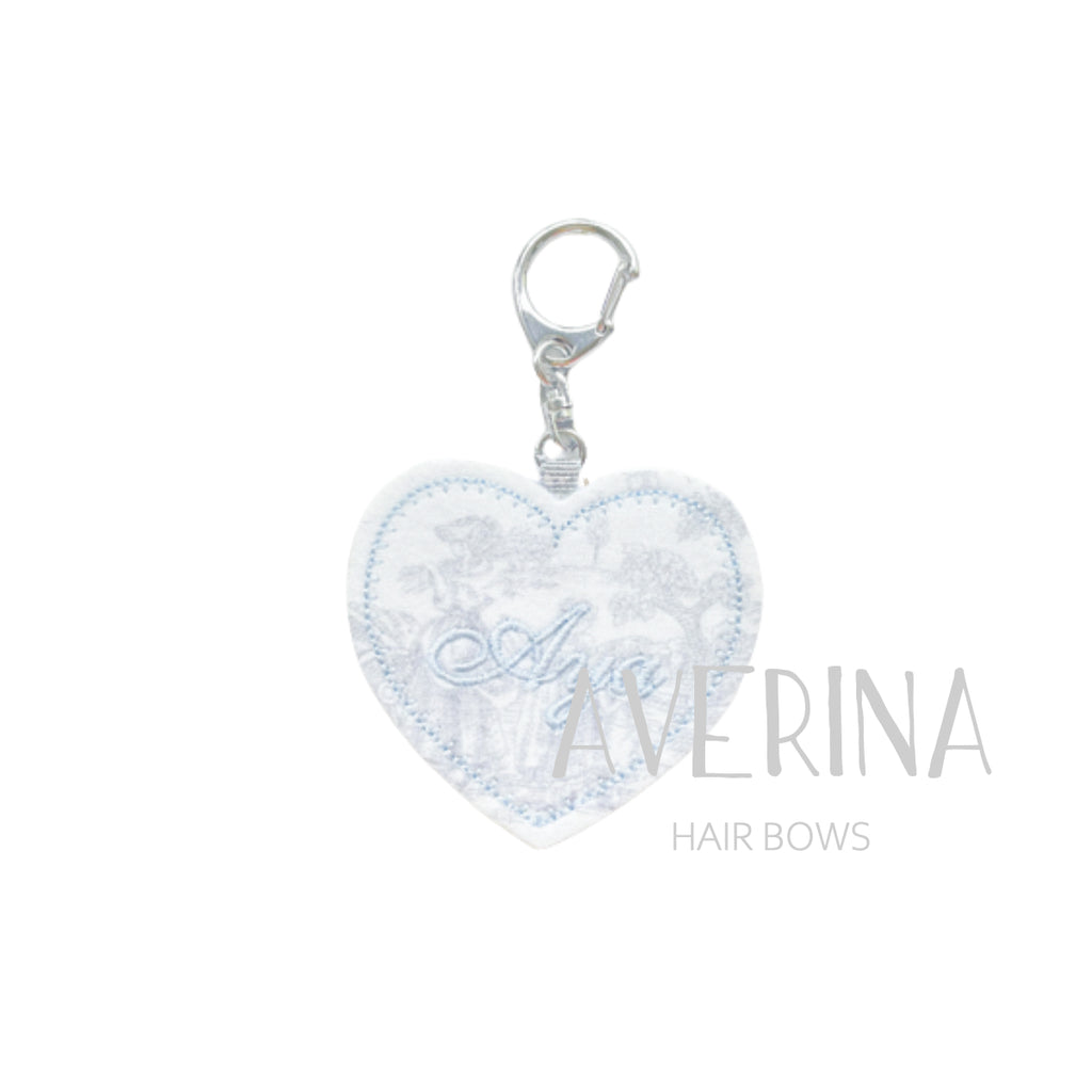 Heart-Toile de Jouy-Keyholder-Blue