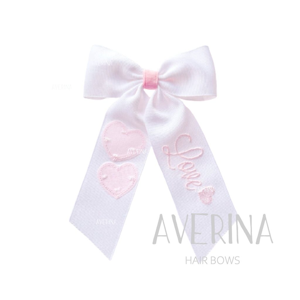 【AVERINA Express商品】LIYA-L_Midi Tail Vanilla White Pink hearts Hair Slide