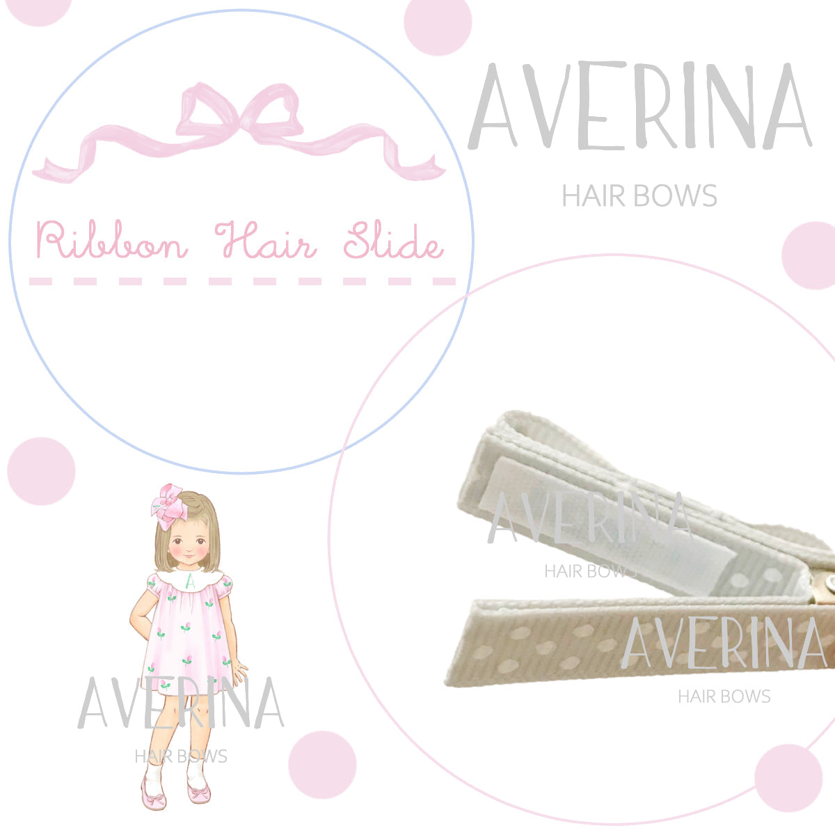 LALA-Blush Pink-Ribbon Hair Slide-うさぎ